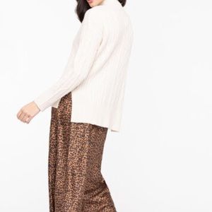 Cable Knit Mock Neck Sweater Ivory